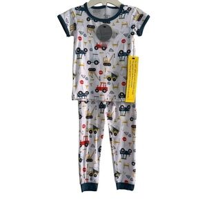 Milkberry Bamboo Pajama Set Baby Boy 24M Construction Cars NWT
